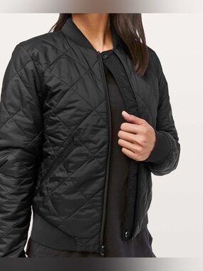 Lululemon Warm Two Ways Reversible Bomber Jacket Black Sz 6